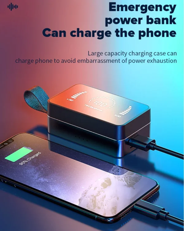 H3 3500mah  Power Bank Charging Box Earphones Mirror IPX7 Waterproof Earbuds Wireless  Headset Sports Headphone - Image 5