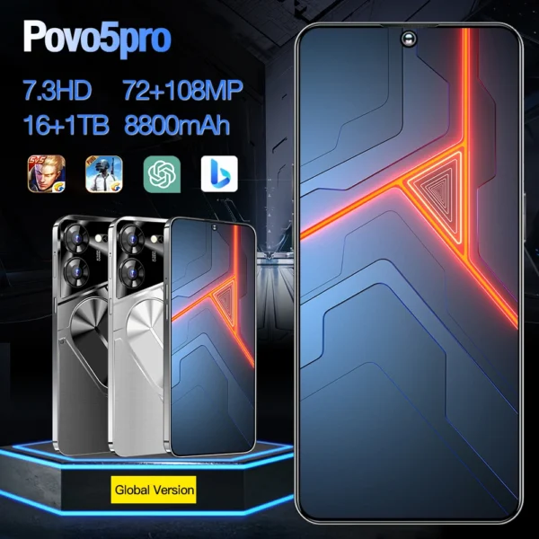 Original 5G Smartphone Povo5 Pro Brand New Gaming Mobile Phone Smart Phone i15 16G 1T Cheap Telephone Telefon Inteligente Medome - Image 2