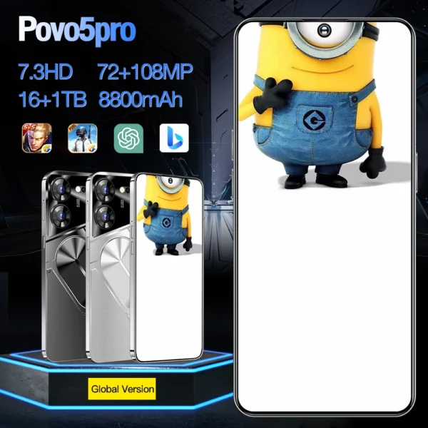 Original 5G Smartphone Povo5 Pro Brand New Gaming Mobile Phone Smart Phone i15 16G 1T Cheap Telephone Telefon Inteligente Medome - Image 5