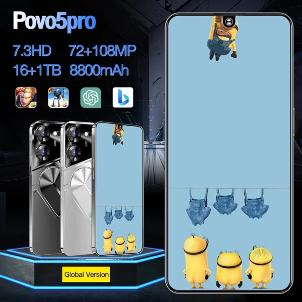 Original 5G Smartphone Povo5 Pro Brand New Gaming Mobile Phone Smart Phone i15 16G 1T Cheap Telephone Telefon Inteligente Medome - Image 4