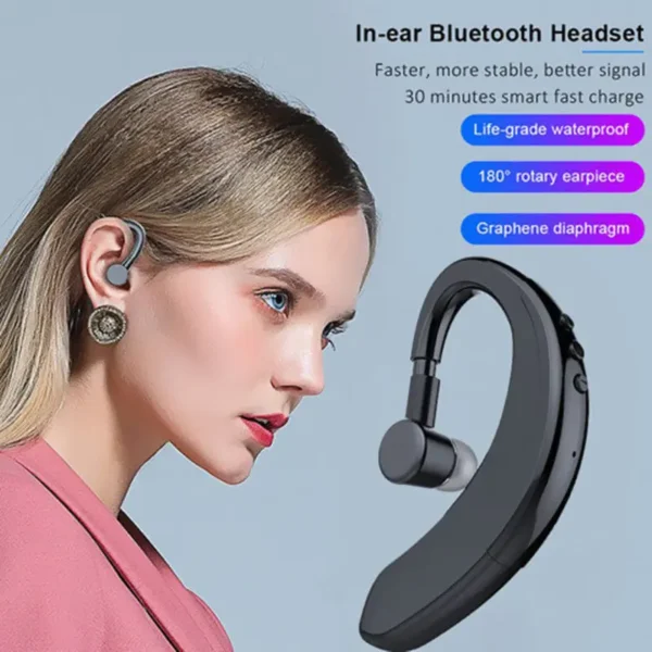 S109 Rotate Handsfree Earphones For Business Man Business Headset Drive Call Earbud With Mic Wireless Single Earphone - Image 4