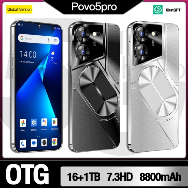 Original 5G Smartphone Povo5 Pro Brand New Gaming Mobile Phone Smart Phone i15 16G 1T Cheap Telephone Telefon Inteligente Medome - Image 3