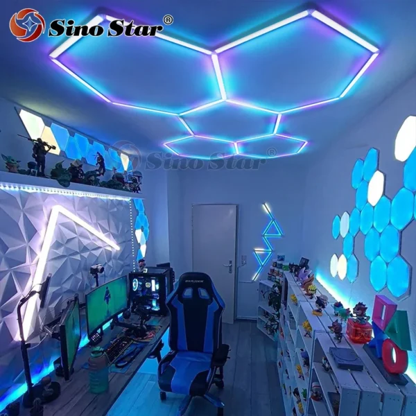 RGB LED Hexagon Lights with Vibrant Color Changing Hex LED light Connect Plug Night Light Gaming Room Decoration Honeycomb Lamp - Image 6