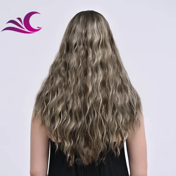 Fullfy Highlight Brown Mix Blonde Colored Curl Futura Heat Resistant Shoulder Length Synthetic Hair Wigs - Image 3