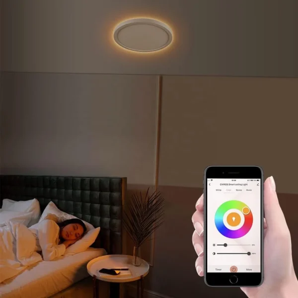 RGBW Dimmable Alexa WIFI Tuya Speaker Control Kids Room Decorative 12inch 300mm LED Panel Ceiling Lights - Image 3