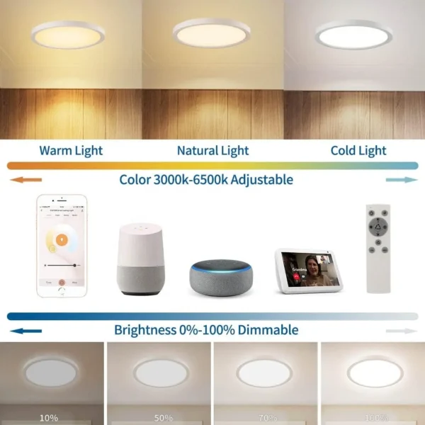 300mm 400mm Smart Round Bedroom Living Room Ambient Ceiling Lighting paneles de led Focos Lamparas De Techo - Image 2