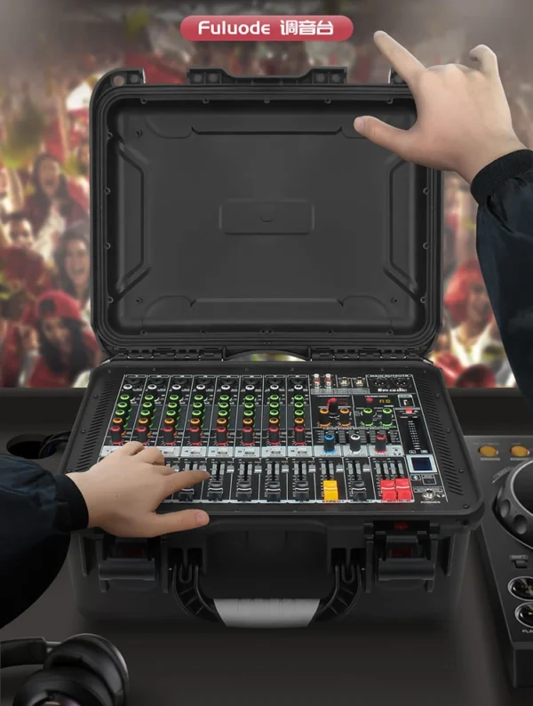 HM80 professional flight case mixer 8 channel power mixer with amplifier mixing console for outdoor stage - Image 2