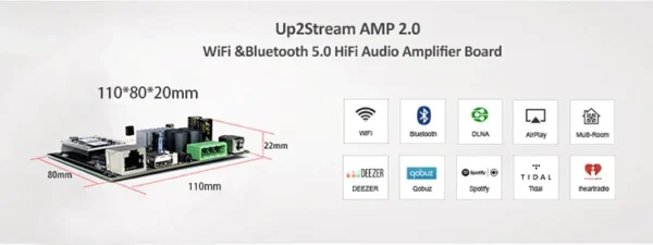 Up2Stream AMP2.0 Professional brodcast wireless multiroom hifi preamplifier stereo audio board - Image 5