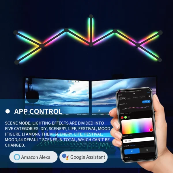 RGB Modern LED Smart Home Light Bulb Connect APP RGB Sync Music Detachable LED Light Luxury Wall Lamp China Smart Light Strip - Image 6