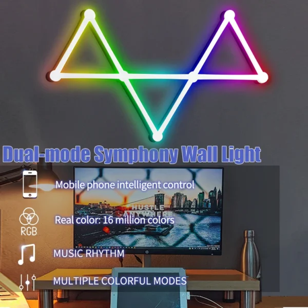 RGB Modern LED Smart Home Light Bulb Connect APP RGB Sync Music Detachable LED Light Luxury Wall Lamp China Smart Light Strip
